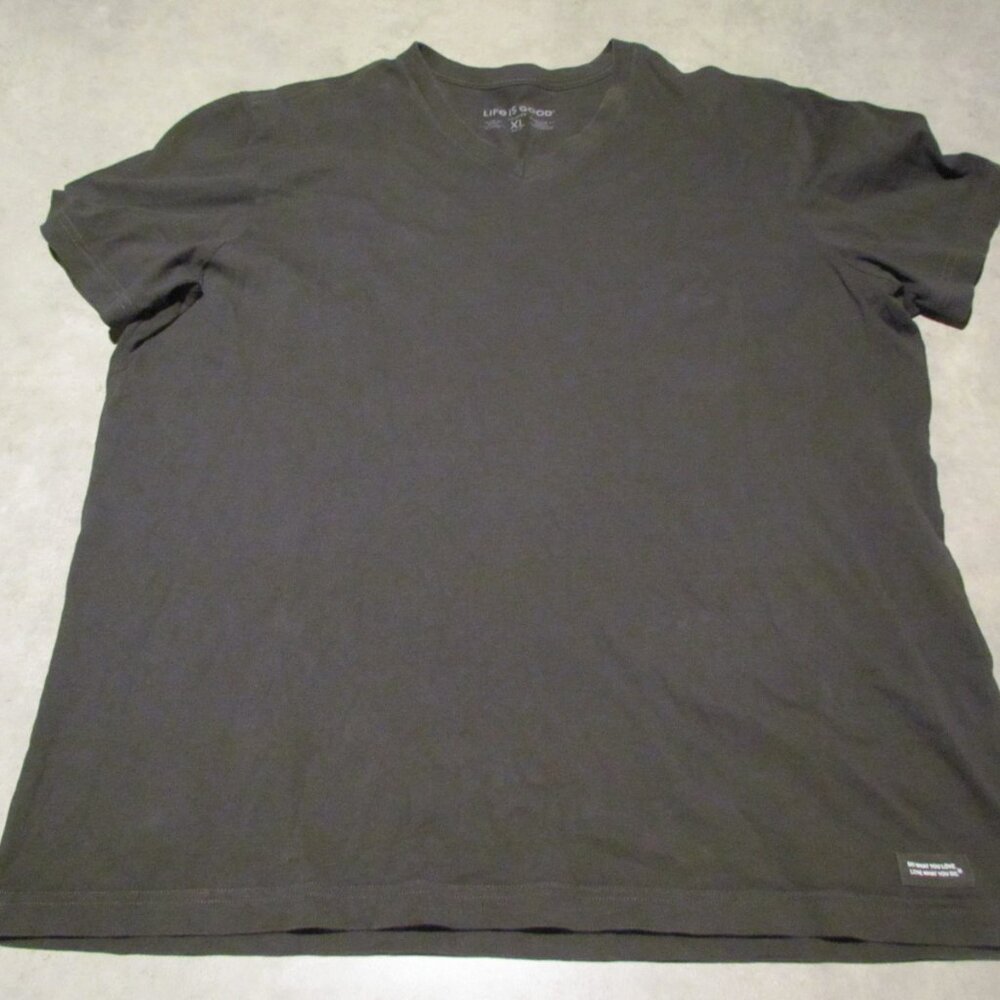 LIFE is Good T shirt Extra Large Mens Crusher charcoal grey v neck